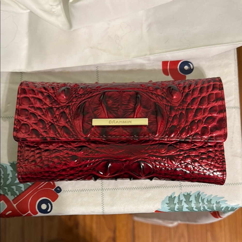 Brahmin Red Crocodile Embossed Women's Clutch